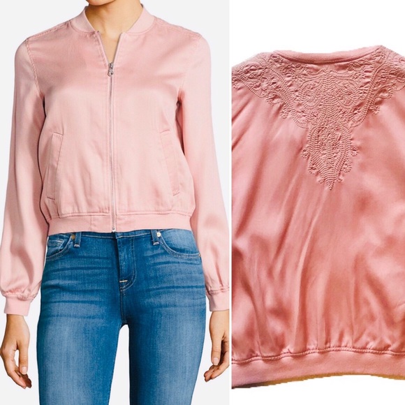 RARE Jessica Simpson Shauna Pink Bomber Jacket M - Picture 1 of 8